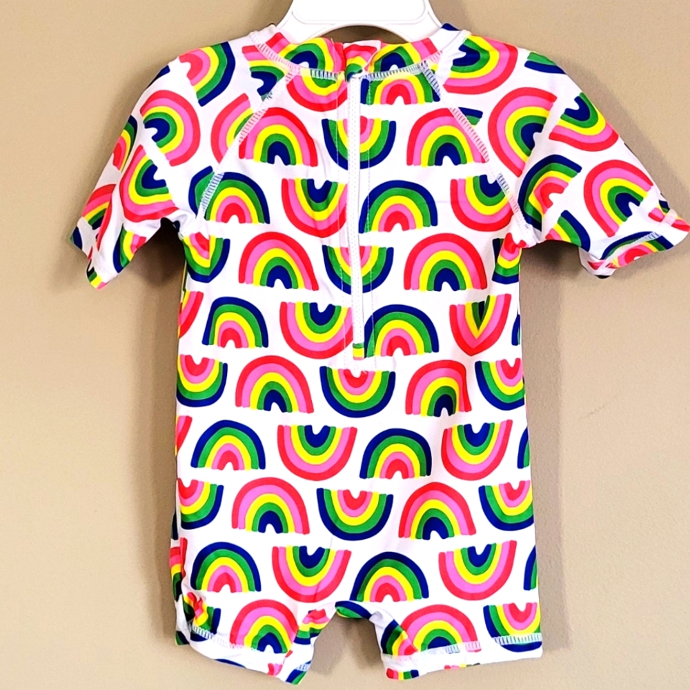 Colorful rainbow print rashguard swimsuit